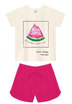 Conjunto infantil feminino hello summer off white Conjunto infantil feminino hello summer off white