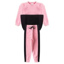 Conjunto Infantil Feminino Inverno 1 a 3 Anos Casaco Boucle Peluciado + Calça com Cadarço