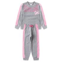 Conjunto Infantil Feminino Inverno 4 a 10 Anos Moletom Peluciado Cute Love Girl + Calça Moletom co