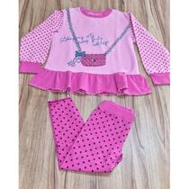 Conjunto Infantil Feminino Inverno Babado Bolinhas 6