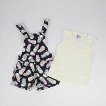 Conjunto infantil feminino, jardineira Conjunto infantil feminino, jardineira