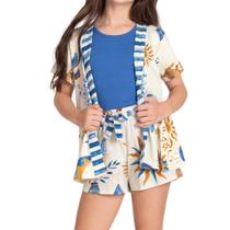 Conjunto infantil feminino kimono com blusa e short