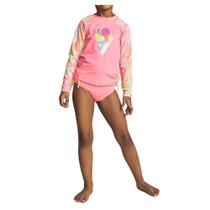 Conjunto Infantil Feminino Kukiê Camiseta ML e Biquini Rosa