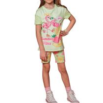 Conjunto Infantil Feminino Kukiê Flamingo Verde - 67086