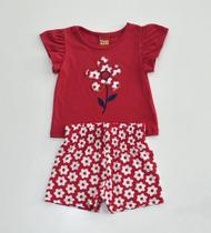 Conjunto Infantil Feminino Kyly Blusa Vermelha Flor com Shorts Vermelho Estampado Flores Natal Moda Menina Conforto Esti Conjunto Infantil Feminino Kyly Blusa Vermelha Flor com Shorts Vermelho Estampado Flores Natal Moda Menina Conforto Esti