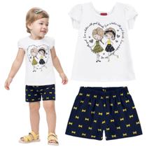 Conjunto Infantil Feminino Kyly é composto por Blusa em Meia Malha e Short em Cotton