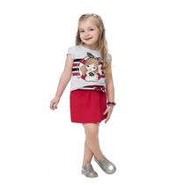 Conjunto Infantil Feminino KYLY é Composto por Blusa em Meia Malha e Short-Saia em Moletinho Leve.