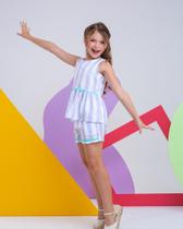 Conjunto Infantil Feminino Listrado Short e Blusa