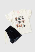 Conjunto Infantil Feminino Look Dos Cachorrinhos Tamanho:2 anosCor:Creme Conjunto Infantil Feminino Look Dos Cachorrinhos Tamanho:2 anosCor:Creme