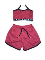 Conjunto Infantil Feminino Love Canelado 2 Ao 10 Moda Verão