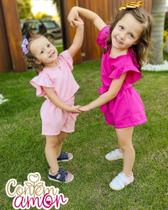 Conjunto infantil feminino manga babado