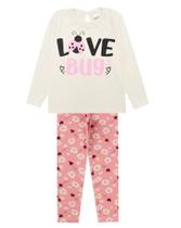 Conjunto Infantil Feminino Manga Longa Off White Joaninha