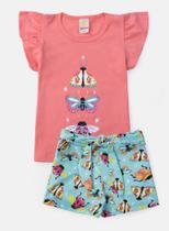 Conjunto Infantil Feminino Mariposas Coral Conjunto Infantil Feminino Mariposas Coral