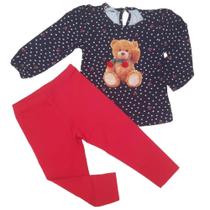 Conjunto Infantil Feminino Meia Estação Trick Nick Blusa Manga Longa Poá e Calça Legging 1129741