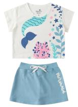 Conjunto Infantil Feminino Meia Malha/Moletinho Sereia - Menina Doce Natural Conjunto Infantil Feminino Meia Malha/Moletinho Sereia - Menina Doce Natural