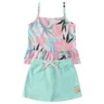 Conjunto Infantil Feminino Meia Malha Rotativa/Moletinho Lovely - Menina Doce Salmão Flor Conjunto Infantil Feminino Meia Malha Rotativa/Moletinho Lovely - Menina Doce Salmão Flor
