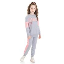Conjunto Infantil Feminino Moletom Blusão Manga Longa e Calça Tela Neon