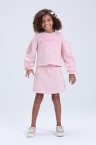 Conjunto Infantil Feminino Moletom Cropped Gatinho com Saia Conjunto Infantil Feminino Moletom Cropped Gatinho com Saia