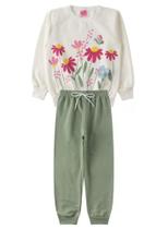 Conjunto Infantil Feminino Moletom Peluciado Flores - Menina Doce Natural