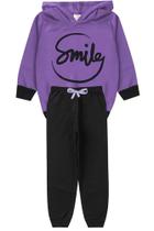 Conjunto Infantil Feminino Moletom Peluciado Smile - Roxo