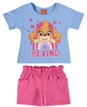 Conjunto Infantil Feminino Patrulha Canina blusa e short Malwee Kids Nickelodeon