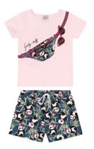 Conjunto infantil feminino pochete rosa claro