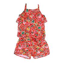 Conjunto Infantil Feminino Precoce Blusa de Alcinha e Shorts com Estampa Floral Tam 4