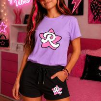 Conjunto Infantil Feminino R Estrela 1377 Rosa Meninas Emilly Vick Desenho Estilo Férias