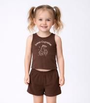 Conjunto Infantil Feminino Regata e Short Select Marrom