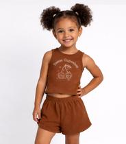 Conjunto Infantil Feminino Regata e Short Select Marrom