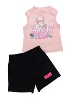 Conjunto Infantil Feminino Regata e Shorts Candy Milli & Nina