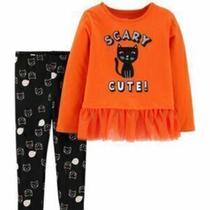 Conjunto Infantil Feminino Scary Cute Halloween Laranja Carters