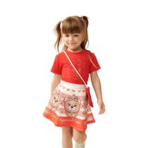 Conjunto Infantil Feminino Short Saia Natal Festa 11941 - Abrange