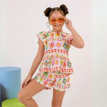 Conjunto Infantil Feminino Solzinho Short e Blusa com Babado
