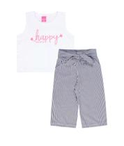 Conjunto infantil feminino verão calça pantacourt e blusa