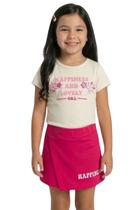 Conjunto Infantil Feminino Verão Menina Blusa Meia Malha Estampada Shorts Saia Moletinho Confortável Roupa Infantil - GKS