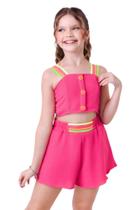 Conjunto Infantil Feminino Verão Neon Colors Trend Cropped Colorido 460*