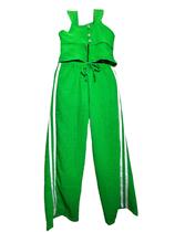 Conjunto Infantil Feminino Verde e Amarelo Cropped Calça Esportiva Look Torcida Brasil