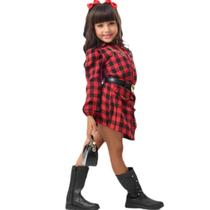 Conjunto Infantil Feminino Xadrez Camisa e Short Saia com Cinto Coração Cor:MarromTamanho:8 Conjunto Infantil Feminino Xadrez Camisa e Short Saia com Cinto Coração Cor:MarromTamanho:8