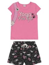 Conjunto infantil feminino yoga four life rosa