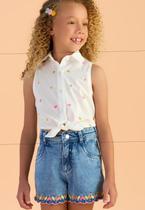 Conjunto Infantil Festa Branco Jeans Petit Cherie