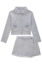 Conjunto Infantil Festa Feminino Inverno Tweed Casaco E Short Saia Kukiê K16