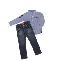 Conjunto Infantil festa masculino Zemar jeans+listrado