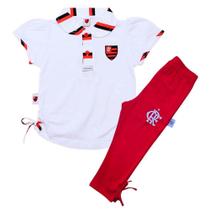 Conjunto Infantil Flamengo Feminino Camisa Polo e Calça