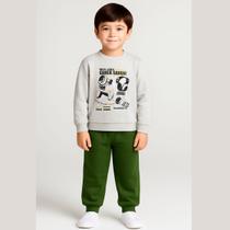 Conjunto Infantil Flanelado Blusa + Calça com Punho Rei Rex