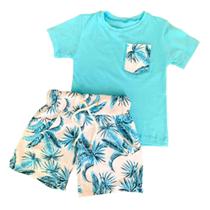 Conjunto Infantil Florido Verão Camiseta Bermuda Menino