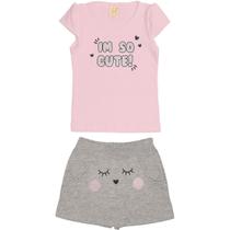 Conjunto Infantil Fofura Rosa com Cinza