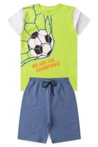 Conjunto Infantil Futebol Menino Verão Camiseta Estampada Copa Bermuda Moletinho