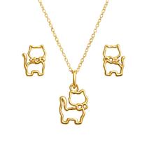 Conjunto Infantil Gatinho - Banhado em ouro 18k Conjunto Infantil Gatinho - Banhado em ouro 18k