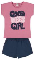 Conjunto Infantil Good Vibes Girl Cor Rosa Punch - Boca Grande